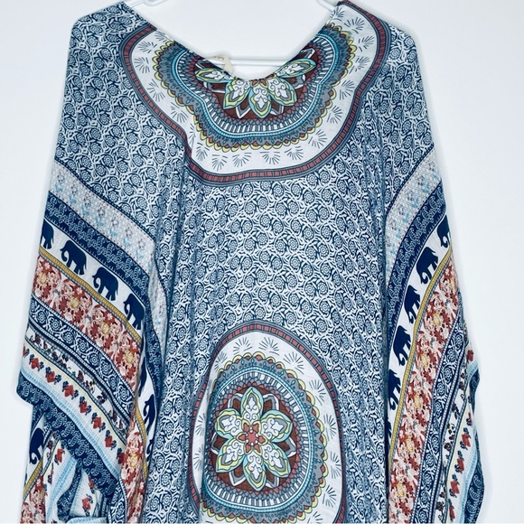 Soft Surroundings Boho Tassels Embellished Mixed Print Cardigan Kimono One Size - Picture 15 of 16